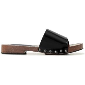 Womens's Wooden Style Block Heel Sandal Open Toe Platform Clogs Rivet Studed Slip On Summer Mules