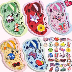 بطاقات Aygxu Valentines Day For Kids School-Valentines Day Gifts for Kids Classroom ، و 30 PCS بطاقات عيد الحب مع 60 سحر للأحذية للأطفال الفتيات ، وتبادل عيد الحب عيد الحب.