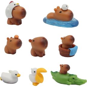 8-Piece Set of Cute Brown Capybara Figurines Shoe Charms,suitable for shoes and accessories