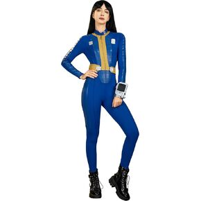 miccostumes Women's Blue Jumpsuit Cosplay Costume Fullset Bodysuit and Belt with Brooch