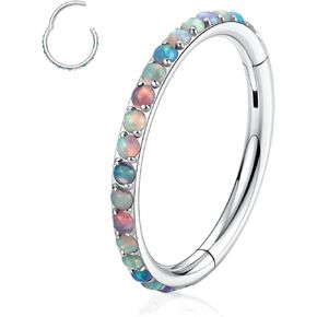 PEAKLINK 316L Surgical Steel Nose Ring Opal Nose Hoop Cartilage Earring Tragus Helix Conch Rook Daith Piercing Jewelry Lip Septum Piercing