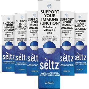 الفيتامينات التي تنشطها المياه Seltz® - تدعم وظيفتك المناعية - فيتامين C ، مستخلصات العليق ، والزنك - مكملات نكهة التوت الطبيعية - 6 حزم × 20 أقراص فوهرية لكل منها