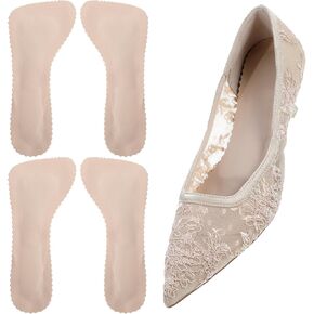 3/4 High Heel Inserts for Women, 2 Pairs Invisible High Heel Cushion Insoles Adhesive Arch Support Inserts Non-Slip Slim Inserts Liners Comfort Shoe Pads for Sandal Flats High Heels(Skin)