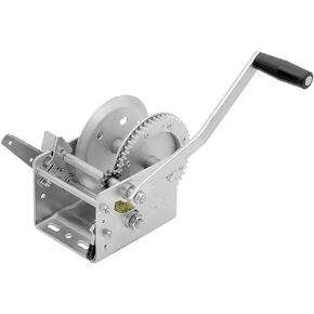 Fulton 142411 Trailer Winch, Two-Speed, 2,600 lbs. Capacity, No Strap, 10 Inch Handle, Hand Brake, Silver
