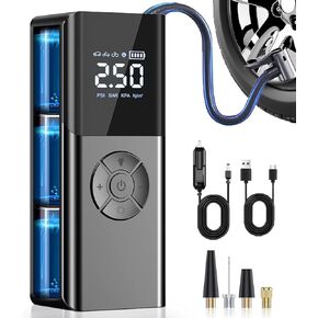 Tire Inflator Portable Air Compressor, 150PSI & 20000mAh 3X Fast Inflation Air Pump for Inflatable, Cordless Bike Pump with Pressure Gauge & Emergency Light for Car Bicycle Motorcycle Tires Ball