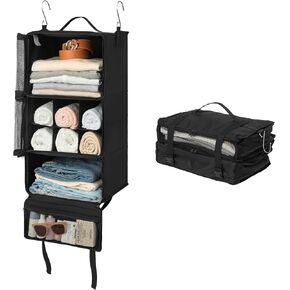 GRANNY SAYS Hanging Packing Cubes for Travel, Large Portable Hanging Suitcase Organizer, Foldable Compression Luggage Organizer Bags for Clothes, Carry on Closet Suitcase, XL-Black Travel Shelves