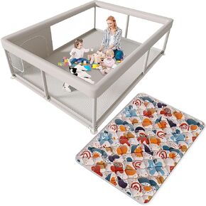 Large Baby Playpen 65x50 Inch, PlayPen for Babies and Toddlers, Sturdy Safety Play Yard for Indoor & Outdoor with Zipper Gates, Anti-Fall