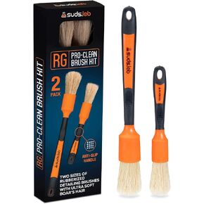 Suds Lab Detailing Brush with Rubberized Bristles, Car Detailing Wheel Brush Rim Cleaner 2 Pack