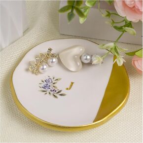 Ceramic Jewelry Tray, Initial Ring Dish for Jewelry, Decorative Ring Plate, Ideal Gift for Women, Personalized Bridesmaid, Engagement or Bridal Shower Gift