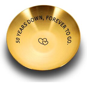 50 Year Anniversary Wedding Gifts for Him Her Couple Women Wife Gifts from Husband Ring Holder 50 Year Anniversary for Wife Parents Golden 50th Wedding Anniversary Tray for Couple Gifts from Friends