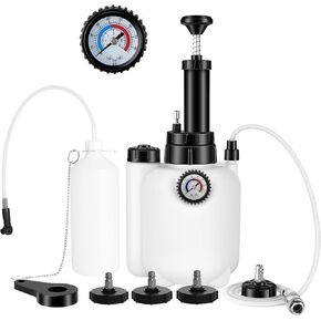 Brake Bleeder Kit with 3L Pressure Pump, 1L Waste Bottle & 4 Upgraded Adapters, Manual Brake Fluid Bleeder Tool for Most Vehicles, One-Person Operation
