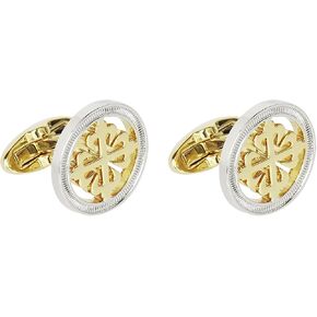 Men's Cufflinks Set - Two-Tone Stainless Steel Cufflinks for Wedding, Formal Events & Business Attire, Elegant Groom Accessories with Gift Box (Silver & Gold, Smooth Finish)