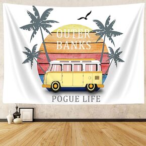 Jawo Outer Banks Tapestry North Carolina for College ، Banks Outer Poster Retro Flags for Room Banks Merch Vintage Art Wall Tapestries معلقة للغرفة الكلية غرفة الديكور المنزل 60x40
