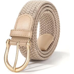 XZQTIVE Braided Belt for Women Men Stretch Woven Belt Plus Size Elastic Belt with Silver Gold Buckle for Jeans Pants