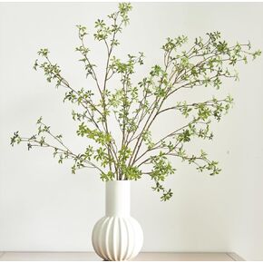 Artificial Greenery Stems, 47"Tall Fake Plants Branches, Real Touch Faux Enkianthus Perulatus Twig Leaf for Home Garden Office Wedding Vase Filler Shop Decoration (3 Packs-Green)