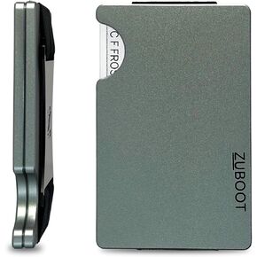 Titanium RFID Wallet للرجال - محفظة معدنية في الجيب الأمامي النحيف مع حزام نقدي - حامل بطاقات خفيفة الوزن ودائمة لما يصل إلى 16 بطاقة | الانتهاء من التيتانيوم الأسود (حزام نقدي)