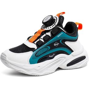 BABAYA Girls Boys Shoes Kids Running Tennis Rotate Buckle Fashion Sneakers Lightweight Breathable Athletic Outdoor Shoes