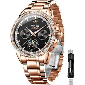 OLEVS Automatic Watch for Men Self-Winding Diamond Waterproof Stainless Steel Wrist Watches Tourbillon Skeleton Mechanical