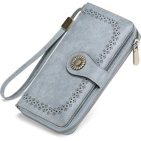 SENDEFN Wallet for Women RFID Blocking Leather Clutch Long Purse Large Capacity Credit Card Holder Wristlet