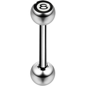 Black Number 69 Logo Ball with 14 Gauge 316L Surgical Steel Tongue Ring Jewelry