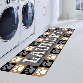 Laundry Rug Cute Puppy Dog Paw Runner Rug 20X59Inch Non-Slip Rubber Laundry Room Mats for Kitchen Bathroom Entryway Stylish Modern Versatile Decor