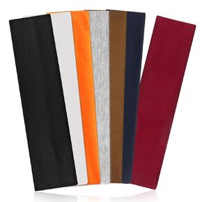 Black Headbands for Women Non Slip 7Pcs Elastic Head Bands for Women's Hair Soft Cotton Cloth Fashion Stretch Headbands for Women for Daily Workout Sports Running Yoga