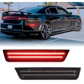 Sequential LED Rear Bumper Red Side Marker Lights for 2011-2014 Dodge Charger & 2008-2014 Dodge Challenger 2PCS, Smoked Lens, Dynamic Scan