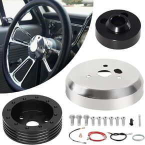 5 & 6 Hole Steering Wheel Hub Adapter Comapatible with GMC Chevy Pontiac Cadillac Truck Pickup (Black)