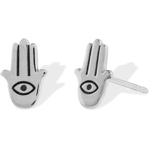 Boma Jewelry Sterling Silver Hamsa Evil Eye Stud أقراط
