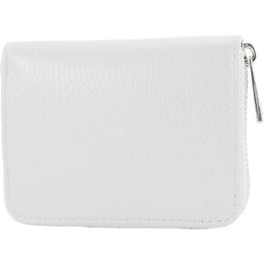 P04 - italian women's wallet genuine leather short (Silver gray metallic)