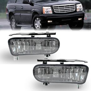 Fog Lights Assembly Replacement for [2002 2003 2004 2005 2006] Cadillac Escalade/Escalade EXT/Escalade ESV with 880 12V 27W Halogen Bulbs Driving Fog Lamps (Clear Lens)