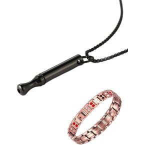 Breathing Necklace for Anxiety Relief with Magnetic Bracelet Breathlink Quit Smoking Vaping Necklace Stop Smoking Aids Fidget for Smoking Cessation Fum Vaporless Smokeless Inhaler for Adult Women Men