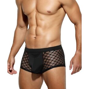 Arjen Kroos Men's Underwear Sexy Breathable Mesh Boxer Briefs Trunks with Open Fly Pouch