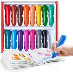 JoyCat 16 Colors Jumbo Crayons, for 2 3 4 5 6year old Toddlers Kids, Easy-Grip,Unbreakable,Non-Toxic,Washable,Triangular big Crayons with Coloring Activity Paper, Ideal for Kids Busy with Art Supplies in Kuwait