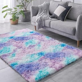 TABAYON Shaggy Navy Blue Rug, 2x3 Area Rugs for Living Room, Anti-Skid Extra Comfy Fluffy Floor Carpet for Indoor Home Decorative