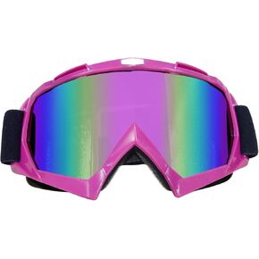 الدراجة الترابية الدراجات النارية نظارات ATV Motocross Riding Goggles UV400 OTG OFTROAR MX Helmet Racing Four Wheeler Goggle للبالغين الرجال نساء الشباب (إطار وردي+عدسة وردية)