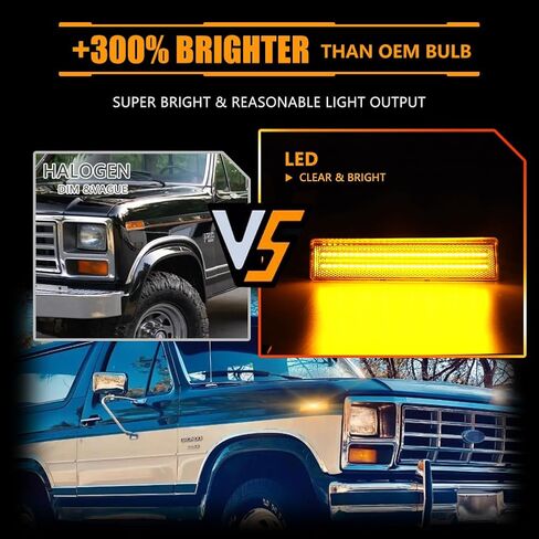 مصابيح علامة الجانب الأمامي LED LED للفترة 1980-1986 FO-RD BRONCO ، 1980-1986 FO-RD F150 F250 F350 Pickup Truck SUV ، Lens Smoked Lens Side Marker Lamps ، Amber LED LIGH in Kuwait