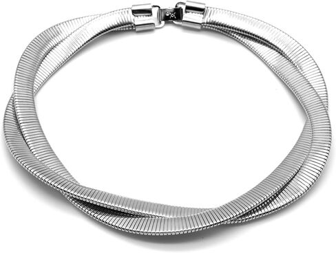 Marshal Necklace Omega Brass Chain 18k Gold Plated Silver Plated Black Rhodium Plated Stretch Cobra Choker Necklace in Saudi Arabia