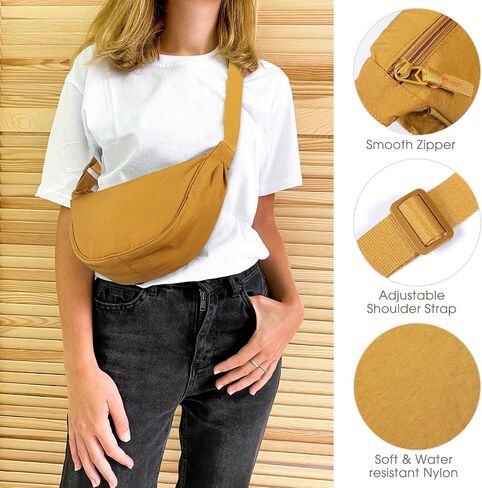 4 Pcs Nylon Crescent Crossbody Purses Bag for Women Men Half Moon Shape Sling Travel Bag Crescent Shoulder(Cold Colors) in Saudi Arabia