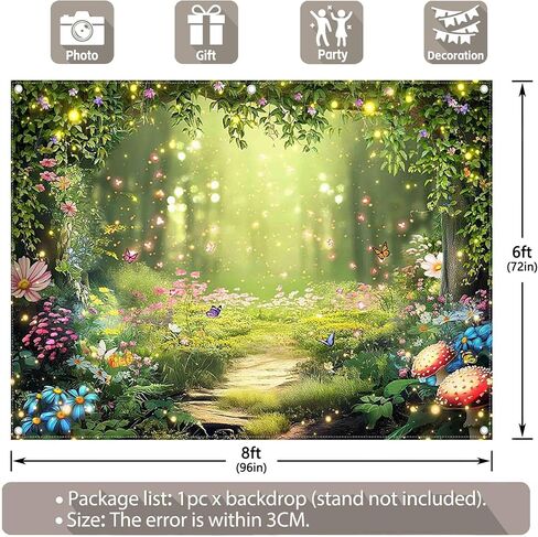 7x5ft Enchanted Forest Photography Backdrop Fairy Garden Banner | Fairytale Magic Wonderland Flowers Princess Background, Kids Girls Party Decoration, Spring Photo Props, Polyester Fabric in Saudi Arabia