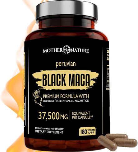 Mother Nature 37،500mg 50x قوة عضوية شديدة التركيز بيرو كبسولات جذر ماكا للرجال 100 ٪ مكة بيروانا نقية 50: 1 مستخلص لزيادة القدرة على التحمل ، enegy ، كسب العضلات - 180CT in Kuwait