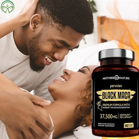 Mother Nature 37،500mg 50x قوة عضوية شديدة التركيز بيرو كبسولات جذر ماكا للرجال 100 ٪ مكة بيروانا نقية 50: 1 مستخلص لزيادة القدرة على التحمل ، enegy ، كسب العضلات - 180CT in Kuwait