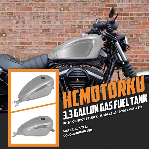 Motorcycle 12.5L / 3.3 Gallon Gas Fuel Tank Fit for Harley Sportster XL 883 72 1200 X48 2007-2023 Unpainted in Saudi Arabia