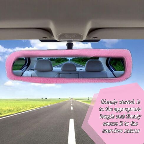 8 Pieces Fluffy Steering Wheel Cover Set, LUOYOYY Cute Fur Car Accessories Winter-Warm Furry Steering Wheel Cover Fashion Universal Fuzzy Car Accessories Sets for Women Girls (Pink) in Kuwait
