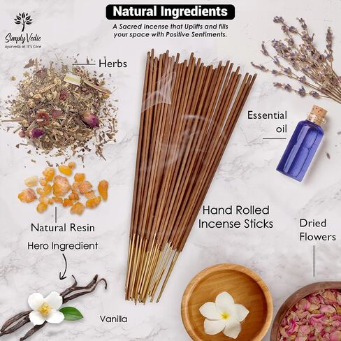 Vanilla Incense Sticks – 250g Pack (Approx. 135 Handmade Agarbatti + Free Holder) | Charcoal-Free | Natural Essential Oils for Meditation, Sleep, Mood, Yoga & Aromatherapy Use in Saudi Arabia