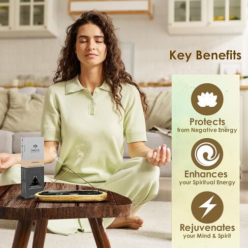 Vanilla Incense Sticks – 250g Pack (Approx. 135 Handmade Agarbatti + Free Holder) | Charcoal-Free | Natural Essential Oils for Meditation, Sleep, Mood, Yoga & Aromatherapy Use in Saudi Arabia