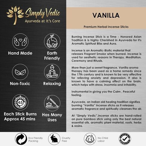 Vanilla Incense Sticks – 250g Pack (Approx. 135 Handmade Agarbatti + Free Holder) | Charcoal-Free | Natural Essential Oils for Meditation, Sleep, Mood, Yoga & Aromatherapy Use in Saudi Arabia