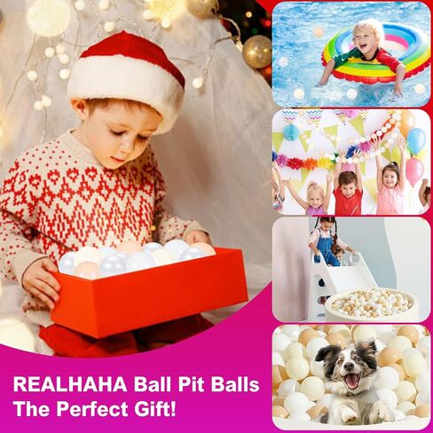 مجموعة من 100 كرة من Realhaha للأطفال | كرات بلاستيكية مقاومة للسحق لحفرة الكرات | كرات اللعب اللينة غير السامة | مثالية للعب الحسي وتنمية المهارات الحركية in Saudi Arabia