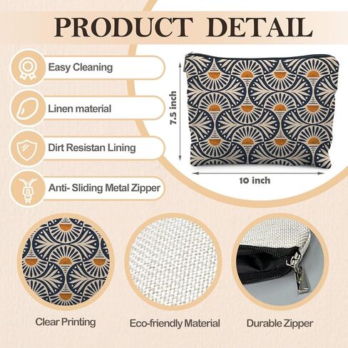 Boho Makeup Bag Gifts for Women, Sunset Leaf Aesthetic Makeup Pouch in Kuwait