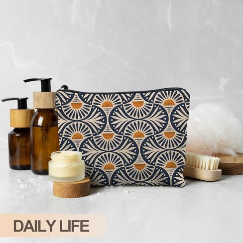 Boho Makeup Bag Gifts for Women, Sunset Leaf Aesthetic Makeup Pouch in Kuwait